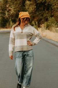 Stripe Zip Sweater - Live By Nature Boutique