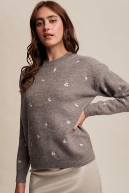 Grey Stitched Flower