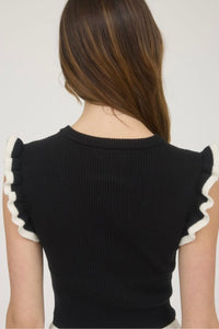Black Ruffle Tee