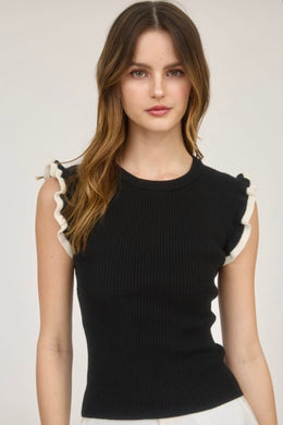 Black Ruffle Tee