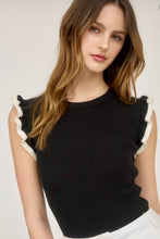 Load image into Gallery viewer, Black Ruffle Tee