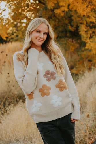 Fuzzy Flower Sweater