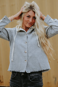 Gingham Hooded Shacket - Live By Nature Boutique